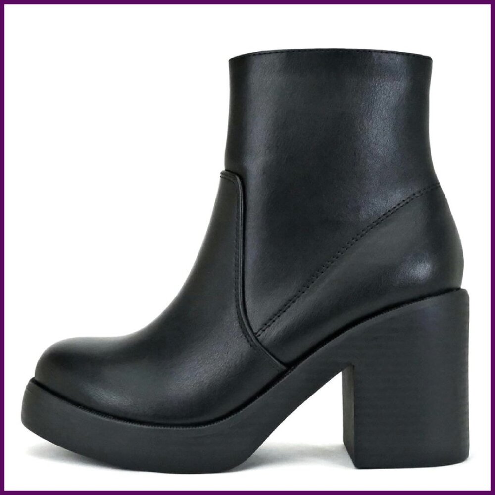 Squared Toe Chunky Platform Block Heel Ankle Boot… - image 1